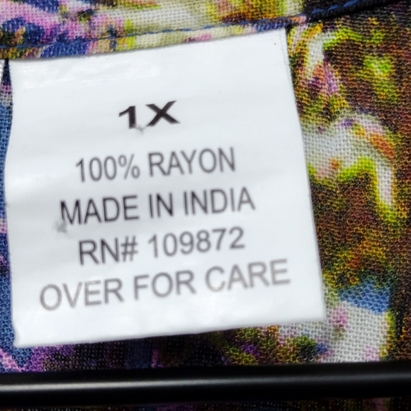 CW Classics Floral Shirt Dress Women's 1X Blue Cottagecore Peasant Retro 90s Y2K - Picture 8 of 8